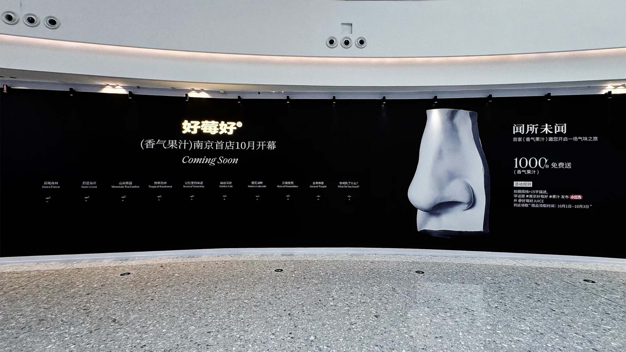 호매호의 공사 가림막. 코 사진이 인쇄되어 있음