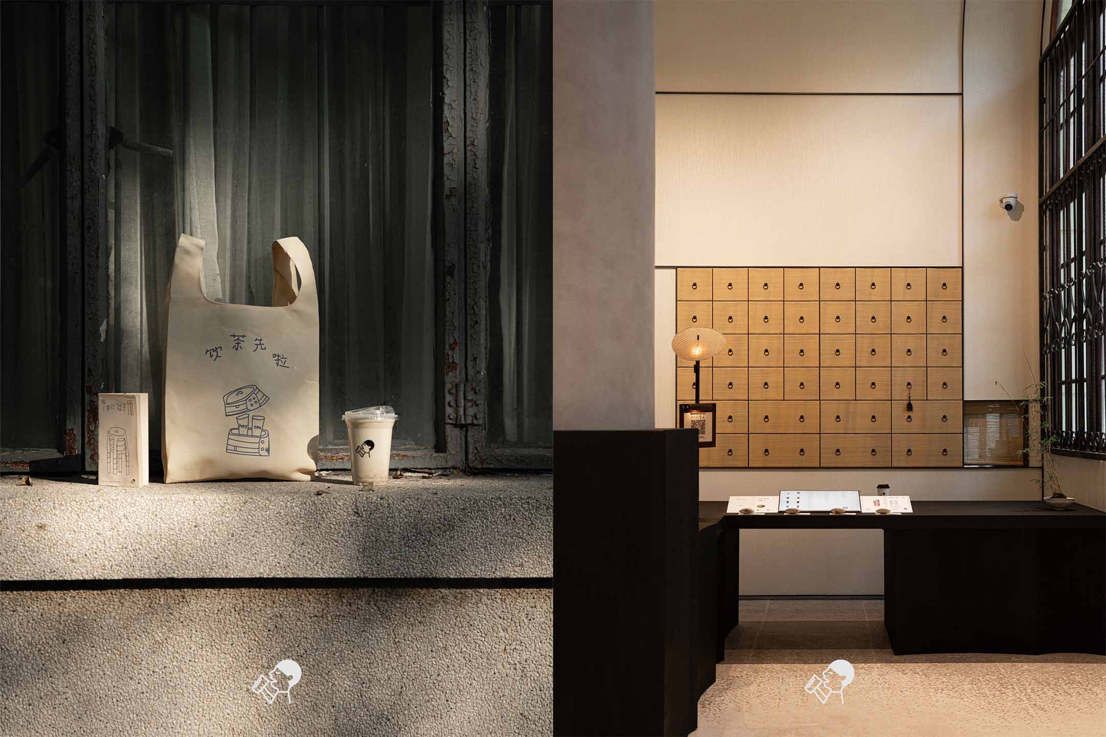 헤이티 광저우 샤미앤 지점의 음료 사진과 가방 그리고 내부 인테리어 모습